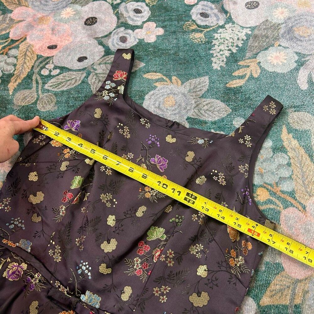 Vintage Yves Cossette Depeche Mode Midi Dress size 6 Black Asian Floral y2k 90s - Picture 10 of 16